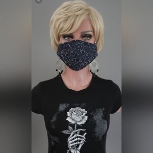 Perry Ellis Black Star Print Unisex Face Mask